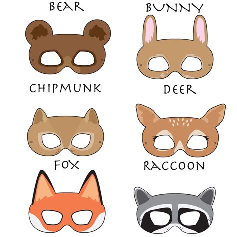 Woodland Forest Animals Printable Masks Woodland Animal Mask Bear