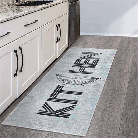 Sussexhome Non Skid Washable Kitchen Runner Rug 20 X 59 Grayandblack