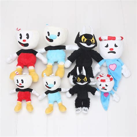 15 28cm Cuphead Mugman Juguetes De Peluche Suave Llavero Serie De