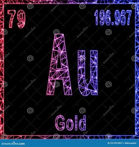 Gold Chemical Element Sign With Atomic Number And Atomic Weight Stock