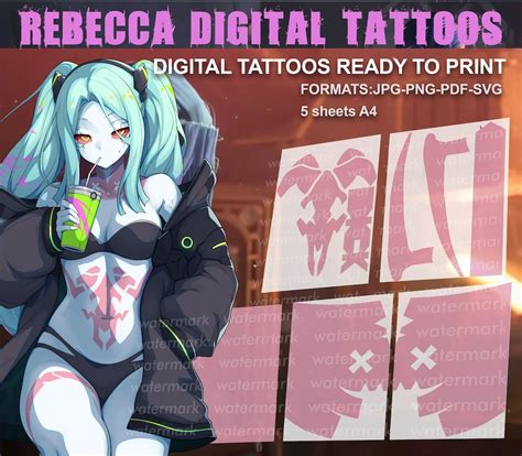 Rebecca Cyberpunk Edgerunners Printable Tattoos Rebecca Tattoos