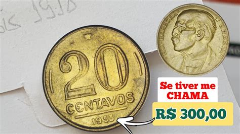 MOEDA 20 CENTAVOS ANO 1953 DEFEITO VALIOSO VALORES ATUALIZADOS DE