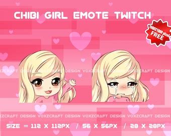 Chibi Girl Blonde Hair Brown Eyes Twitch Emotes Pack Avatar Etsy