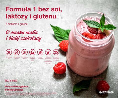 KOKTAJL Herbalife MALINA Z BIAŁĄ CZEKOLADĄ bezglutenowy bez soi bez