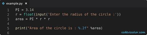 Find The Area Of A Circle In Python Python Tutorial 28 Codevscolor