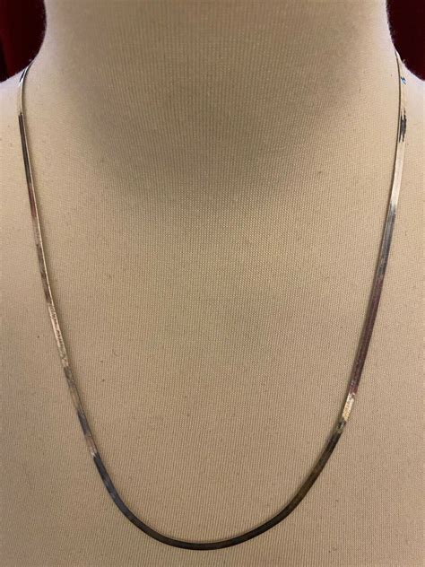 925 Sterling Silver 24 Herringbone Chain 4mm Wide Gem