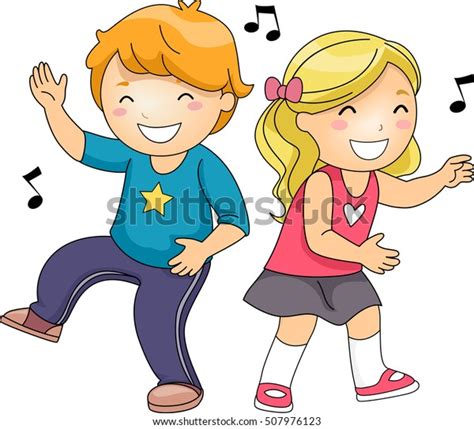 Illustration Cute Pair Little Kids Grinning Stock Vector (Royalty Free ...