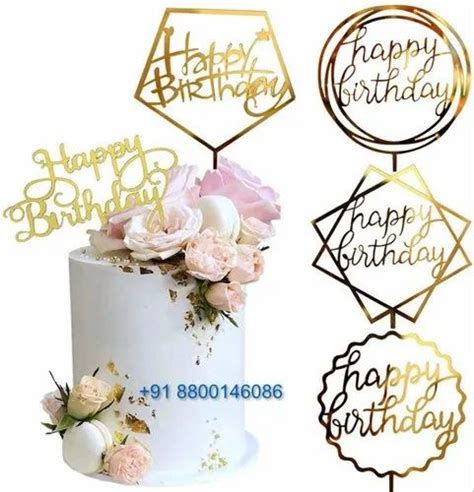 Acrylic Designer Happy Birthday Cake Toppers Packaging Type Packet At