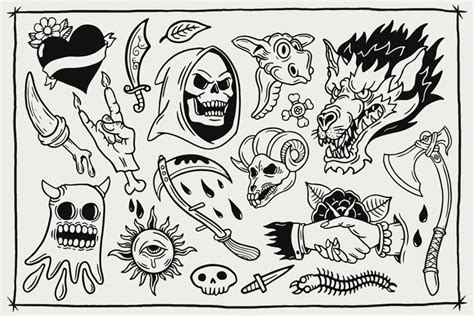 Vector Tattoo Flash Sheet Vol Traditional Tattoo Flash Sheets