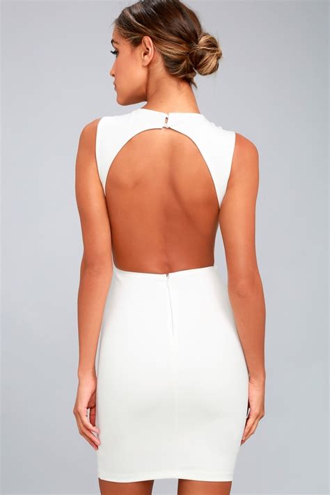 Stunning White Bodycon Dress Backless Bodycon Dress Fitted Bodycon