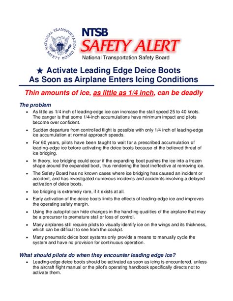 Ntsb Safety Alert Use Of De Ice Boots Skybrary Aviation Safety