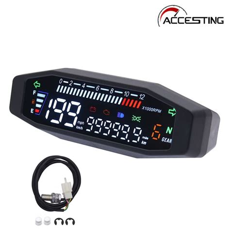 Upgraded Universal Motorcycle Lcd Digital Speedometer Tachometer