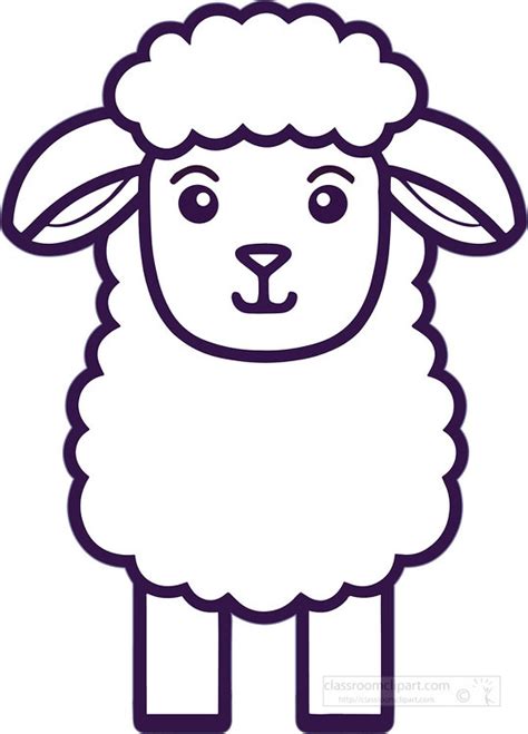 Sheep Clipart Close Up Of A Sheep Black Outline Printable Clip Art