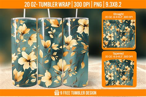 Flowers Tumbler Wrap Designs Sublimation Graphic By Hassanaasi001