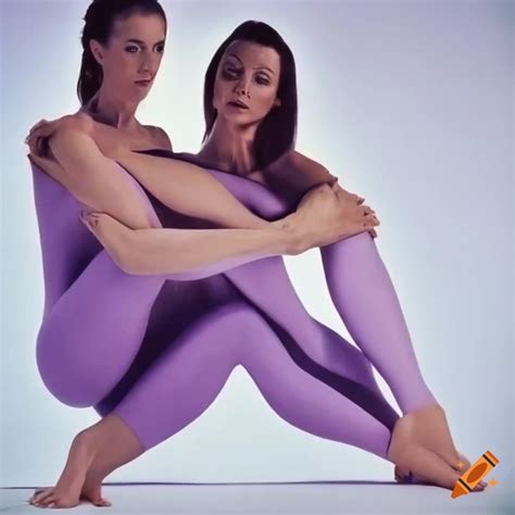 Vintage Fitness Photo Of Two Women Doing Yoga Pose