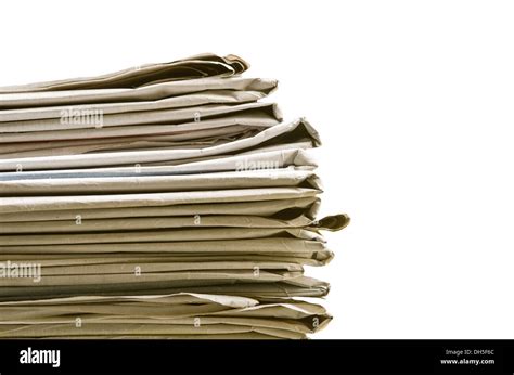 Pile Of Newspapers On White Background Stock Photo Alamy