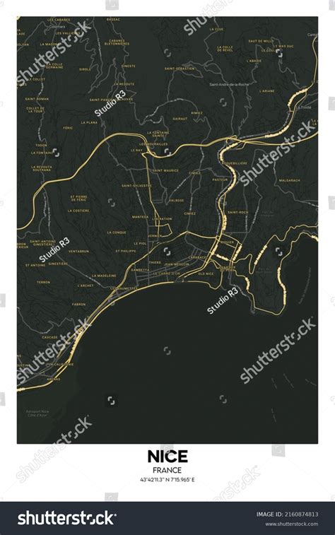 Poster Nice France Map Illustration Nice Stock Illustration 2160874813