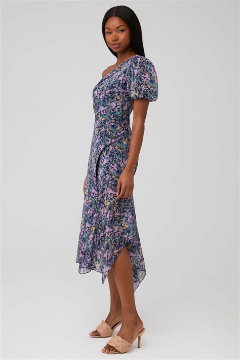 Astr Santorini Dress In Navy Lilac Floral Fashionpass