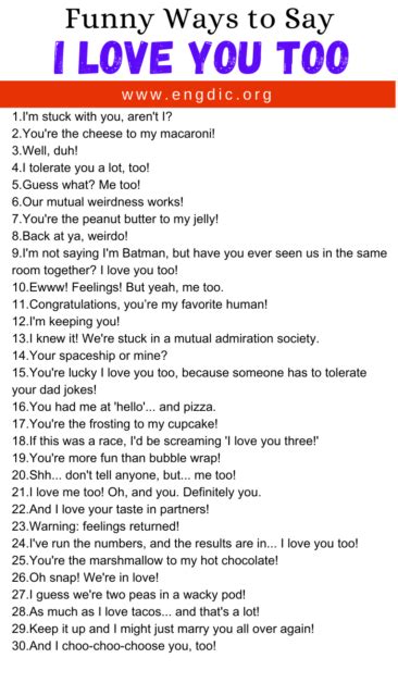 Funny Ways To Say I Love You Too Engdic