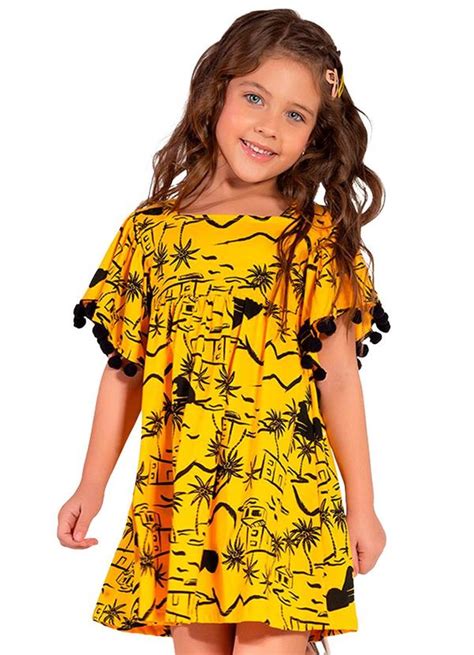 Vestido Infantil Feminino Amarelo Nanai