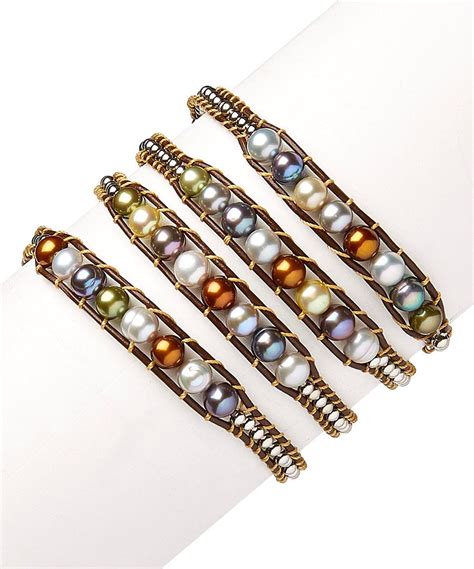 Take A Look At This Honora Brown And White Pearl Leather Wrap Bracelet