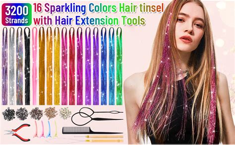 Amazon Hair Tinsel Kit With Tools Inch Colors Strands