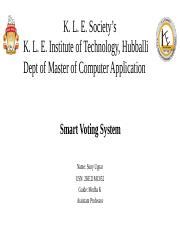 Presentation Of Smart Voting System Pptx K L E Society S K L E