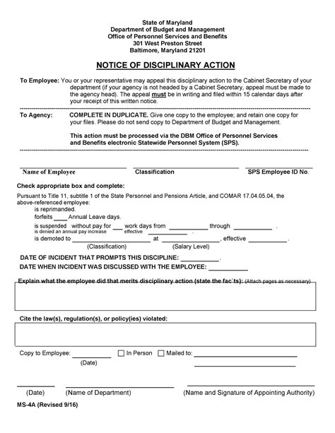 40 Employee Disciplinary Action Forms Template Lab