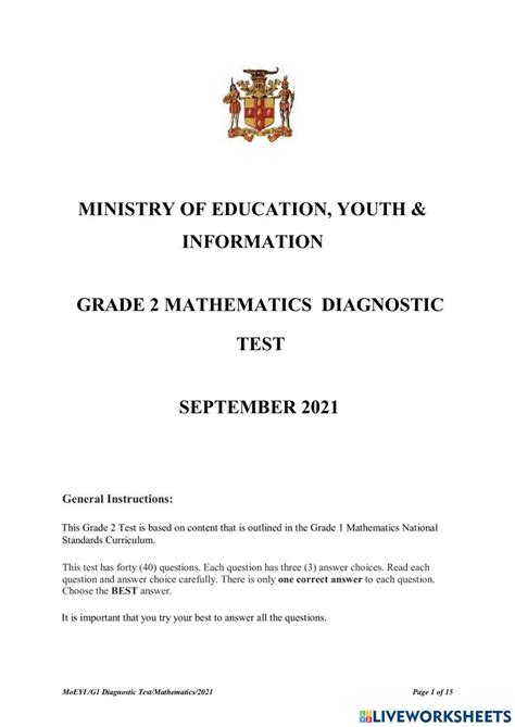 3363262 Grade 2 Mathematics Diagnostic Test