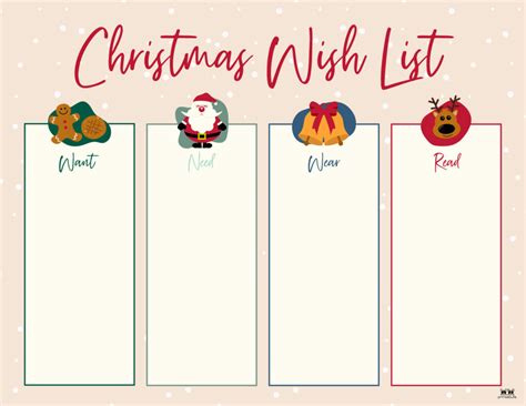 Printable Christmas Lists 25 FREE Printables PrintaBulk