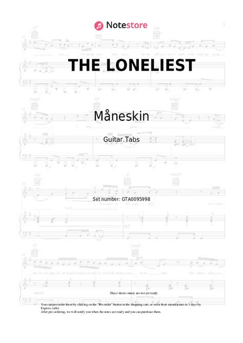 THE LONELIEST tabs guitar Måneskin in Note-Store.com | Guitar.Tabs SKU ...