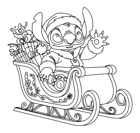 Coloriage Dessin Gratuit de Stitch Noël télécharger et imprimer