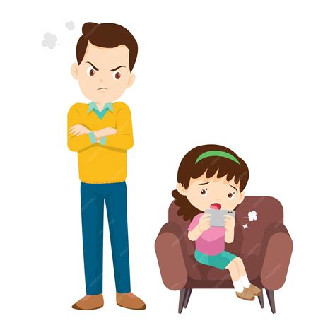 Premium Vector | Parent angry to kid addicted phone