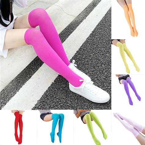 Ladies Sexy Thigh High Solid Color Opaque Over The Knee Socks Pear Store Thaipick