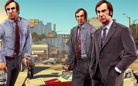 Saul Goodman In GTA V Cover Art By Stephen Bliss Stable Diffusion