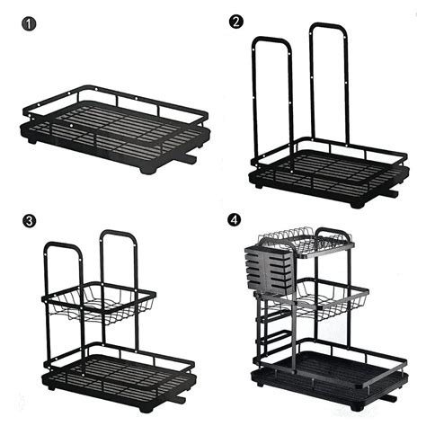 Dish Drying Rack 3 Tier Detachable With Draining Board And Utensil Holde