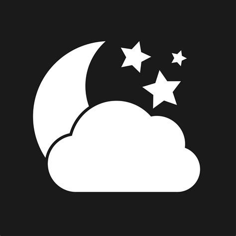 Cloudy Night Icon White Weather Icon On Dark Background Vector