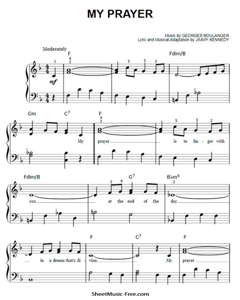 My Prayer Sheet Music The Platters ♪ Sheetmusic Freecom
