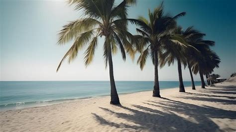 Premium Photo Palmy Trees And A Sandy Beach Create A Tropical Paradise