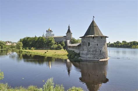 View of the Pskov Kremlin from the Right Bank of the River Pskov ...