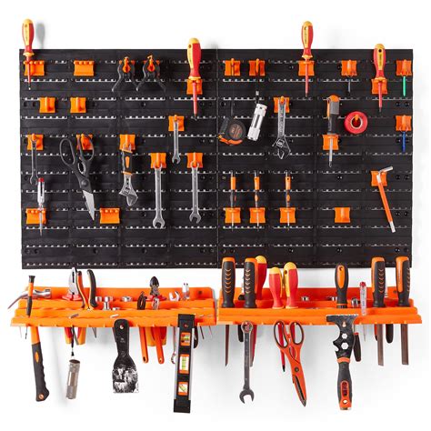 Buy VonHaus Garage Tool Storage with Shelf & Pegboard For Multiple Tools, Garden Tool Rack for ...