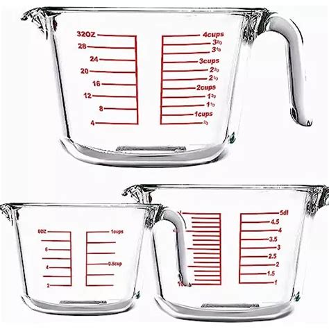 3 Piece Glass Measuring Cup Set 1 Cup 2 Cup 4 Cup Liqui Envío Gratis