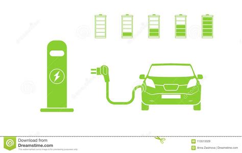 Elektrische Auto En Elektro Het Laden Postsymbool Elektrisch Ge Soleerd