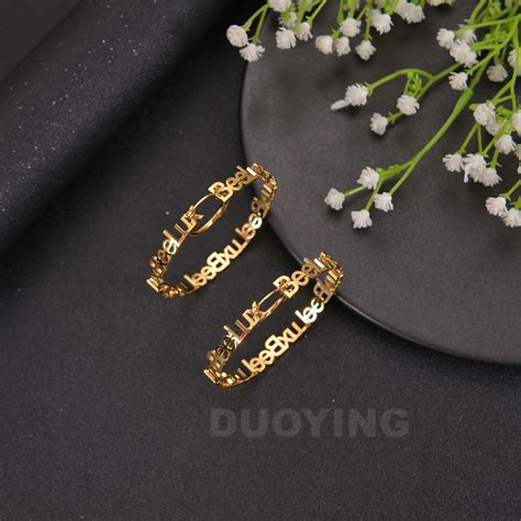 Duoying Plated Delicate Fine Hoop Custom Letters Earrings Heart Party