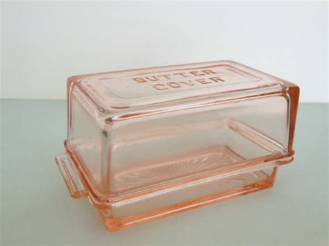 Pink Depression Glass Butter Dish 1 POUND Covered Butter Dish Etsy