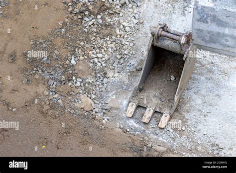 Digger Claw Of Excavator Isolated On Construction Building Site Top