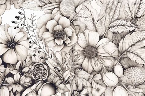 Un Dibujo En Blanco Y Negro De Flores Con Las Palabras Flores En L