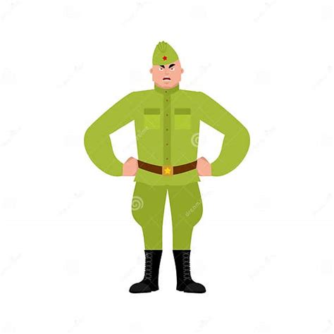 Soviet Soldier Angry Emoji Retro Russian Warrior Evil Emotions Stock