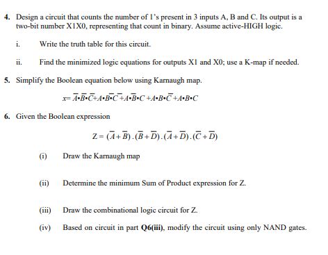 Solved 1 Using A Karnaugh Map Find Minimal SOP And POS Chegg