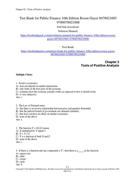 Public Finance 10th Edition Rosen Gayer Test Bank | PDF | Demand ...